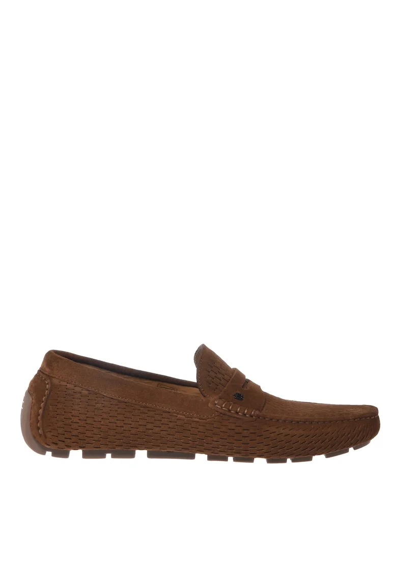 Pantofi loafer de piele intoarsa, Maro