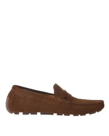 Pantofi loafer de piele intoarsa, Maro