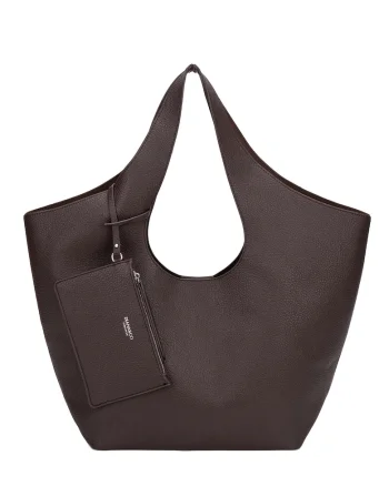 Geanta de piele ecologica cu bareta de umar Céleste Chic, Maro