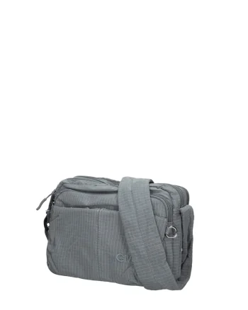 Geanta din material textil cu bareta de umar si buzunare multiple Seraphina Plus, Gri inchis