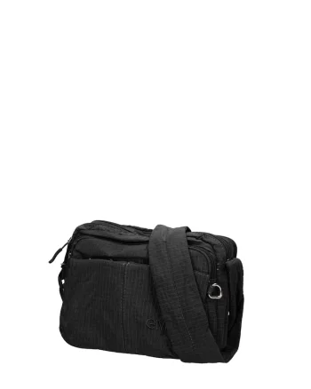 Geanta din material textil cu bareta de umar si buzunare multiple Seraphina Plus, Negru