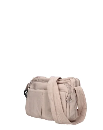 Geanta din material textil cu bareta de umar si buzunare multiple Seraphina Plus, Gri deschis