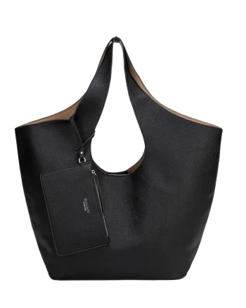 Geanta de piele ecologica cu bareta de umar Céleste Chic, Negru
