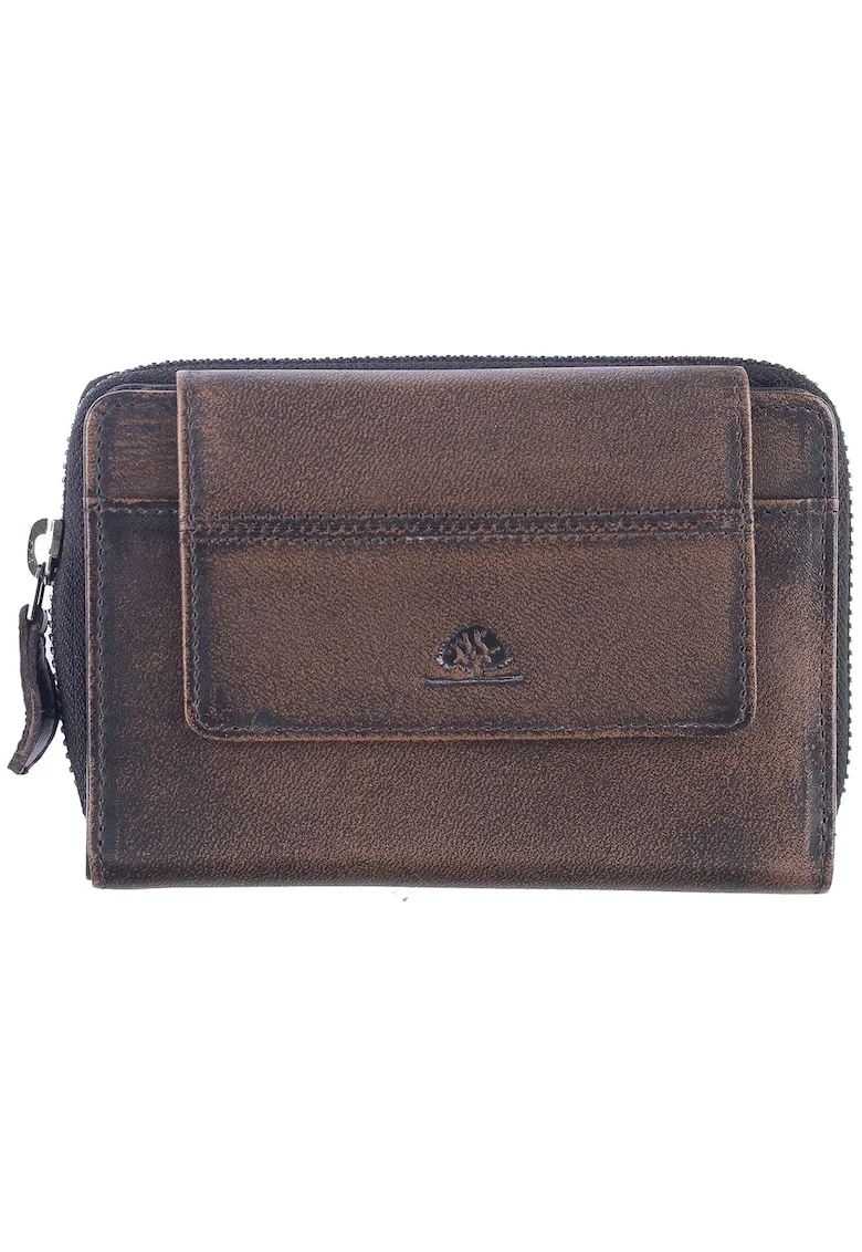 Portofel dama piele naturala 13.5 x 10.5 x 2.5, Destressed, Greenfwqdburry, Maro, 13.5 x 10.5 x 2.5 cm