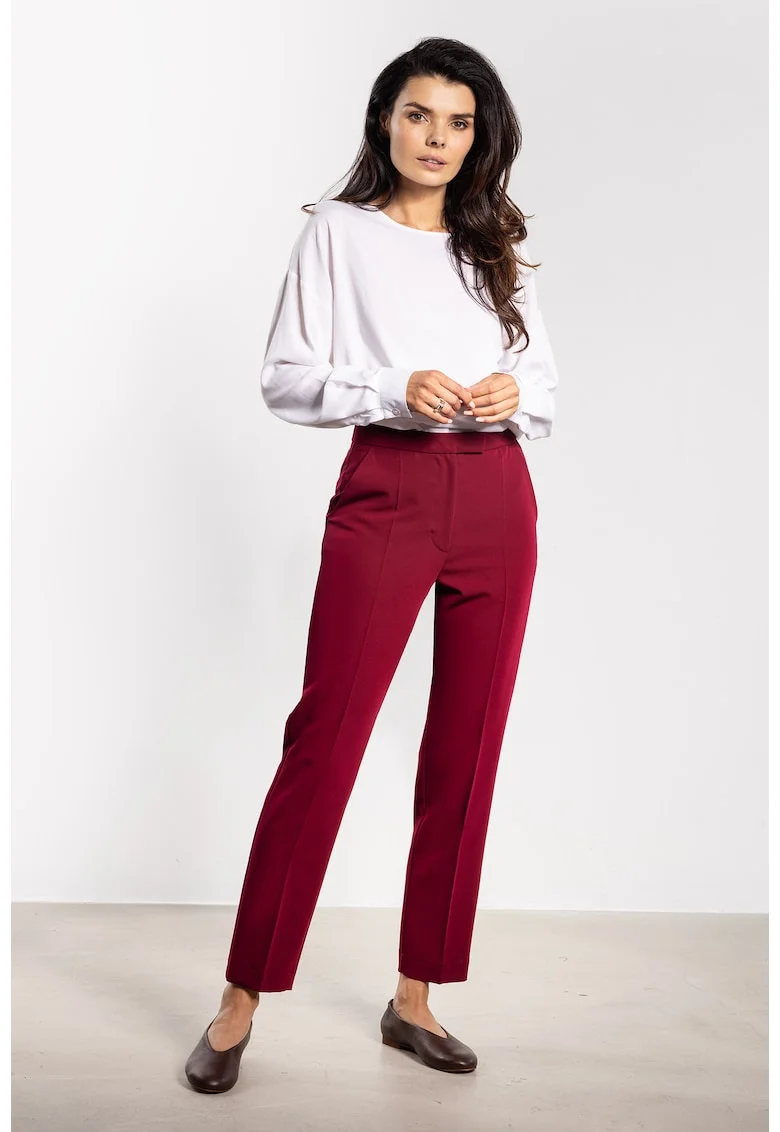 Pantaloni tigareta de dama cu dunga – croiala clasica eleganta A746, Visiniu