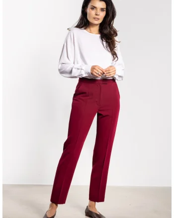 Pantaloni tigareta de dama cu dunga – croiala clasica eleganta A746, Visiniu
