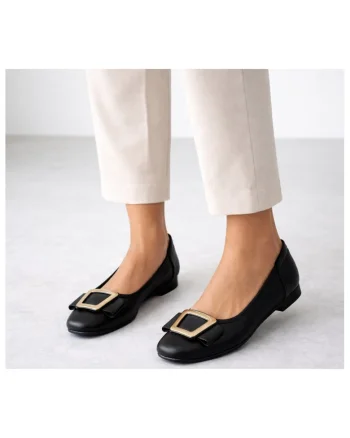 Pantofi casual, dama,  2372 negru, piele naturala, Negru