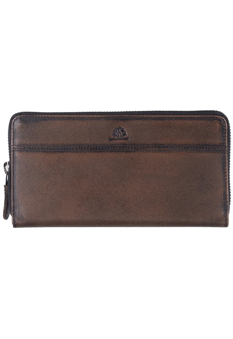 Portofel dama piele naturala 19.5 x 10.5 x 2.5 cm, Destressed,, Maro