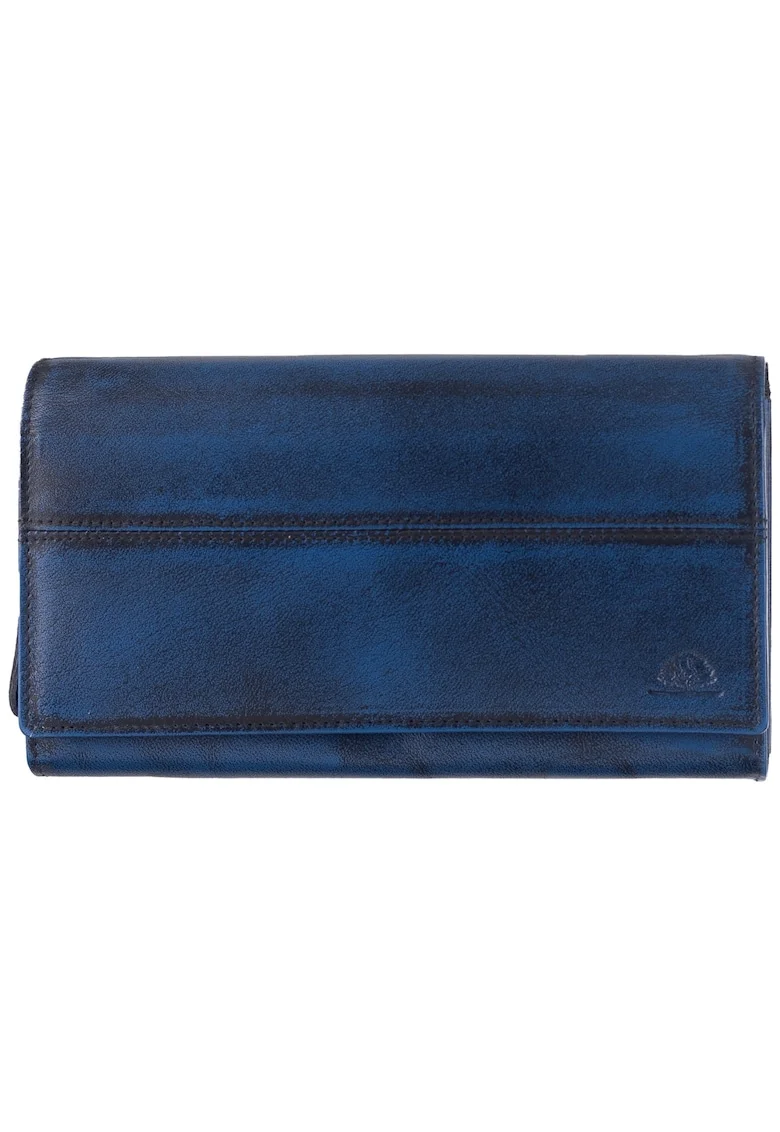 Portofel dama piele naturala 18.5 x 11.0 x 3.5 cm, Destressed,, Bleumarin