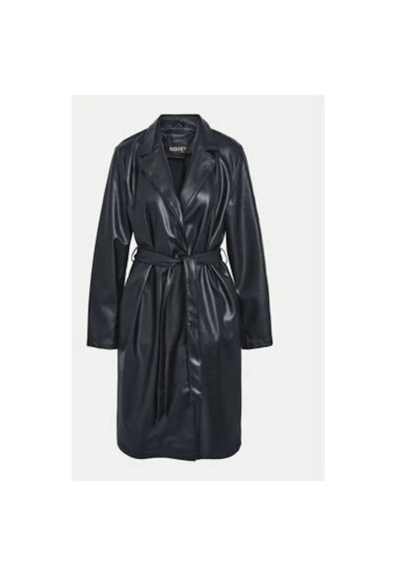 Palton dama,  304807770, Piele ecologica, Negru, Negru