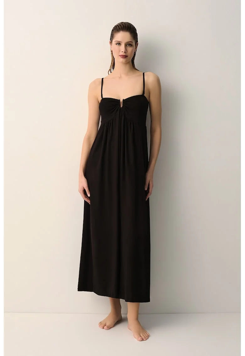Rochie vaporoasa fara bretele pentru plaja, Negru