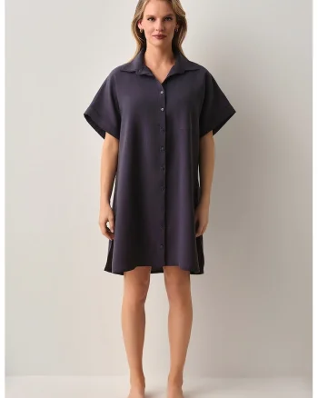 Rochie-camasa din amestec de modal Riva, Violet prafuit