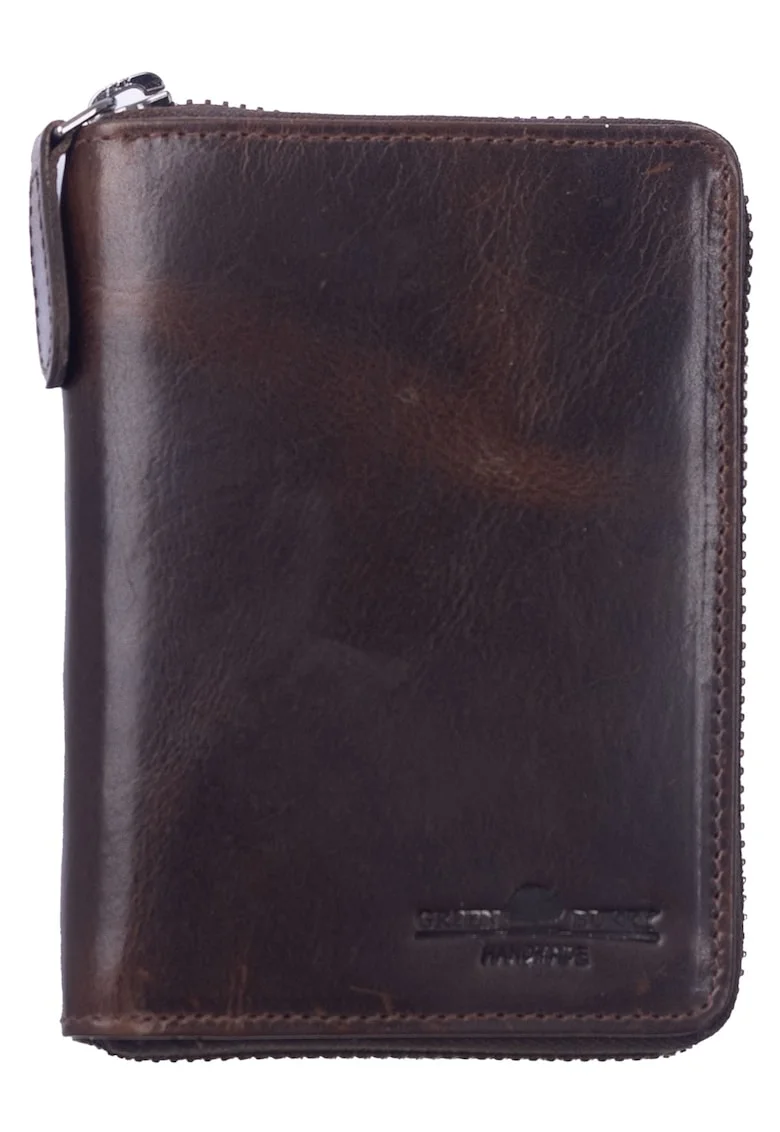 Portofel unisex piele naturala 10 x 13 x 2.5 cm, Newport,, Maro inchis