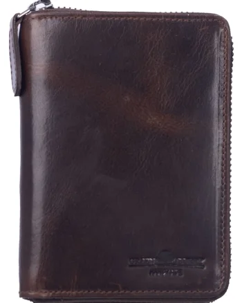 Portofel unisex piele naturala 10 x 13 x 2.5 cm, Newport,, Maro inchis
