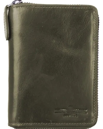 Portofel unisex piele naturala 10 x 13 x 2.5 cm, Newport,, Verde