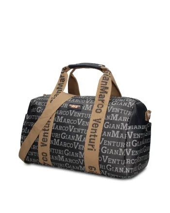 Geanta duffle de piele ecologica cu buzunare exterioare Lunaria Chic, Negru