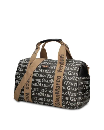 Geanta duffle de piele ecologica cu buzunare exterioare Lunaria Chic, Negru