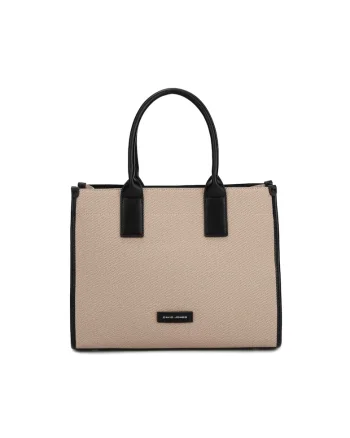 Geanta shopper cu logo discret Celeste Plus, Crem