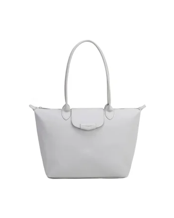 Geanta shopper de piele ecologica Corvus, Gri deschis