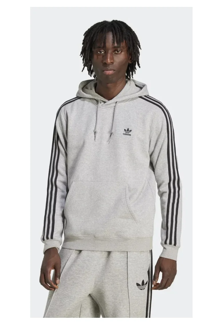 Hanorac barbati adidas, Adicolor Classics 3-Stripes, regular fit, gri, bumbac si poliester reciclat