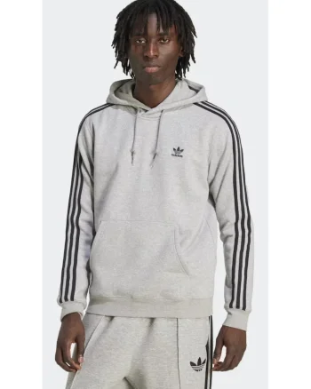 Hanorac barbati adidas, Adicolor Classics 3-Stripes, regular fit, gri, bumbac si poliester reciclat