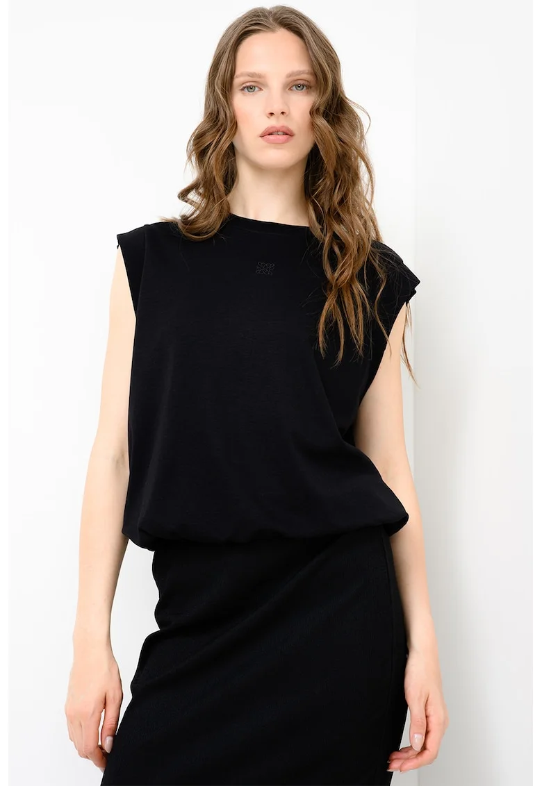 Tricou supradimensionat din amestec de modal, Negru