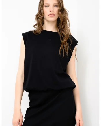 Tricou supradimensionat din amestec de modal, Negru