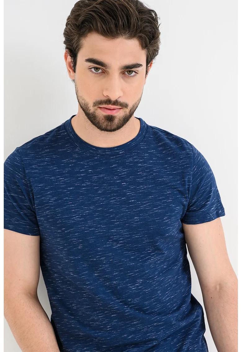 Tricou cu decolteu la baza gatului Aleen, Bleumarin