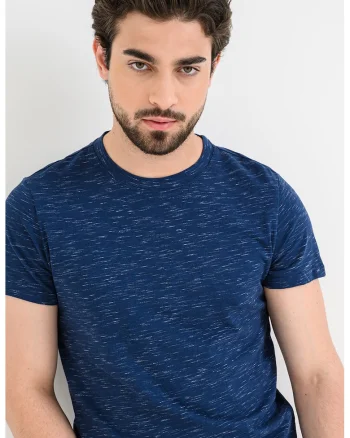 Tricou cu decolteu la baza gatului Aleen, Bleumarin