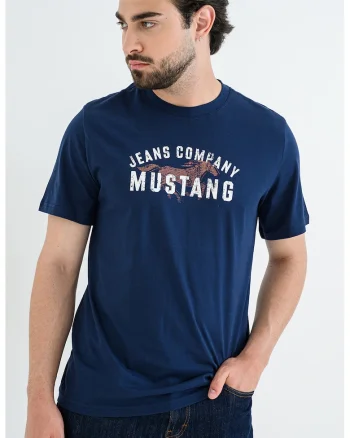 Tricou cu logo Austin, Alb/Bleumarin