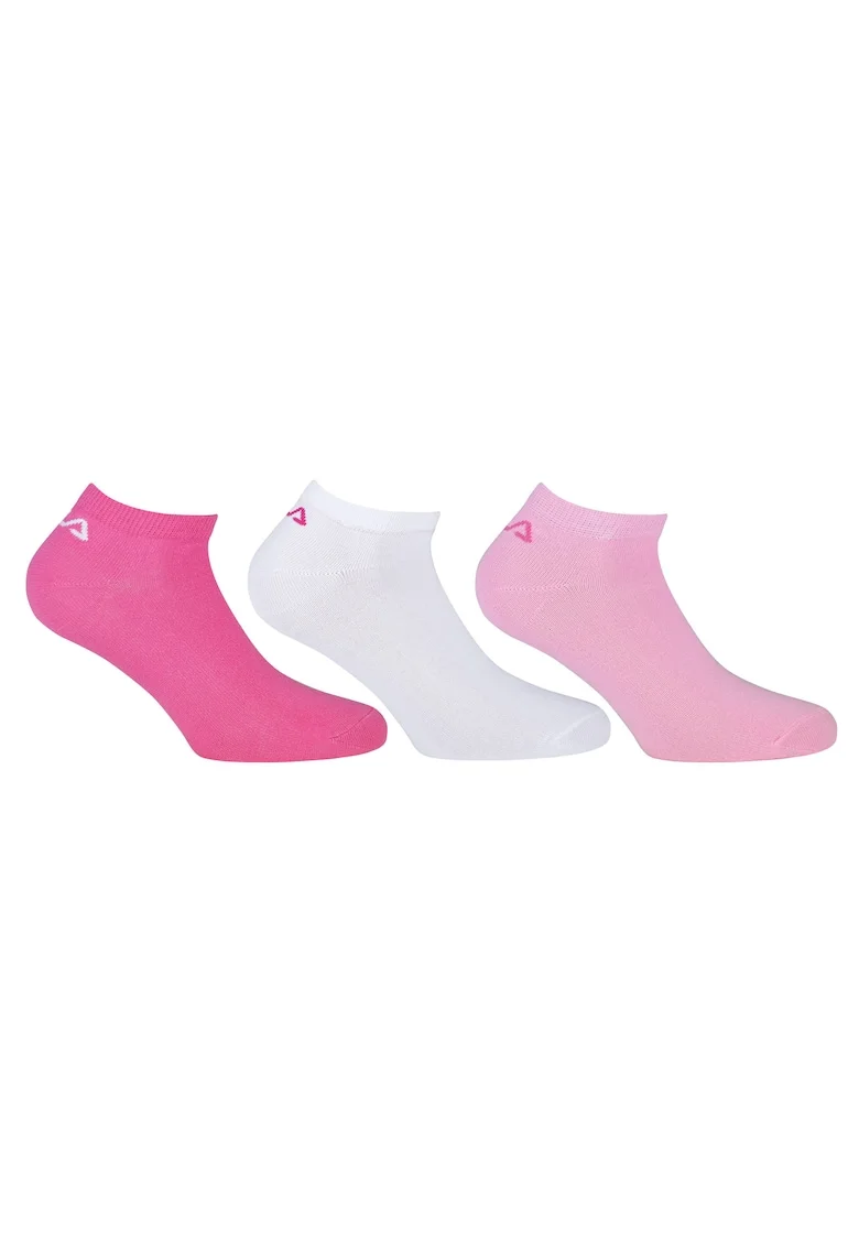 Set de sosete pana la glezna unisex - 3 perechi, Alb/Fucsia/Roz