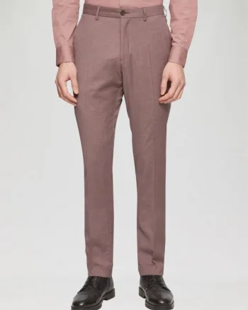 Pantaloni costum barbati, cu talie medie si croiala Slim fit, Liliac inchis, Mov