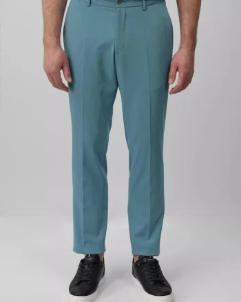 Pantaloni costum barbati, cu talie medie si croiala Slim fit, Albastru