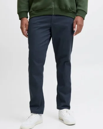 Plus Pantaloni chino, JPSTMARCO JJDAVE, barbati big sizes, Slim Fit, Bleumarin inchis