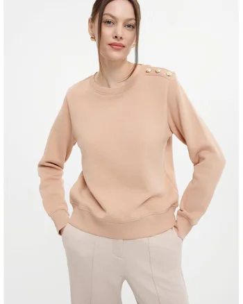 Bluza de trening cu decolteu rotund, Piersica