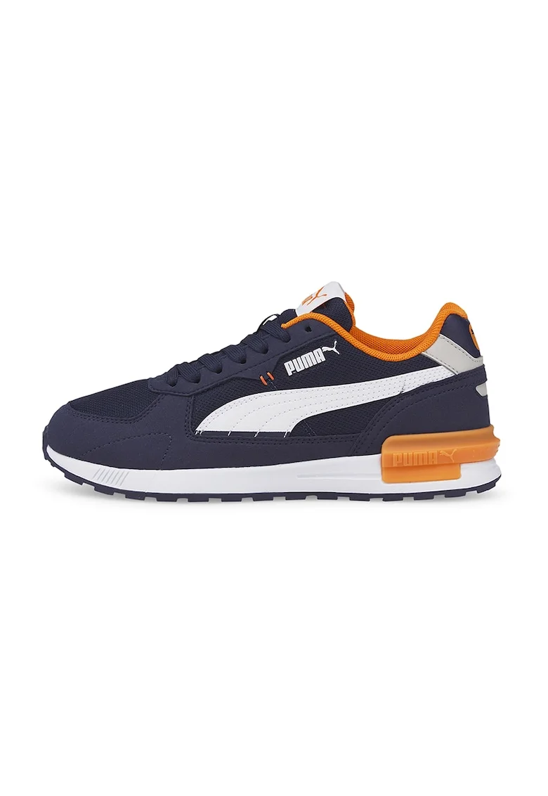 Pantofi sport cu insertii din plasa Graviton Jr, Portocaliu/Bleumarin