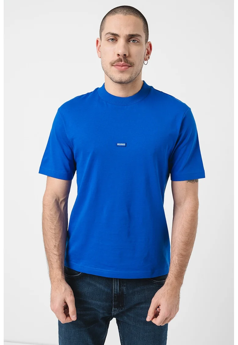 Tricou cu decolteu la baza gatului si logo Nieros, Albastru royal