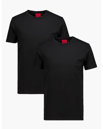 Tricou cu decolteu rotund si logo pe spate, Negru