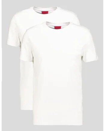 Tricou cu decolteu rotund si logo pe spate, Alb