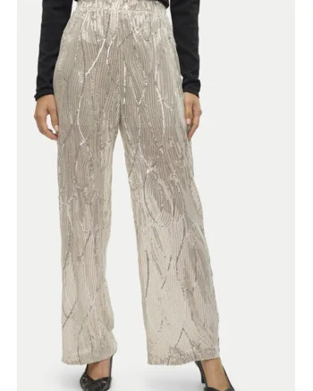 Pantaloni dama,  304520280, Poliester, Bej, Bej