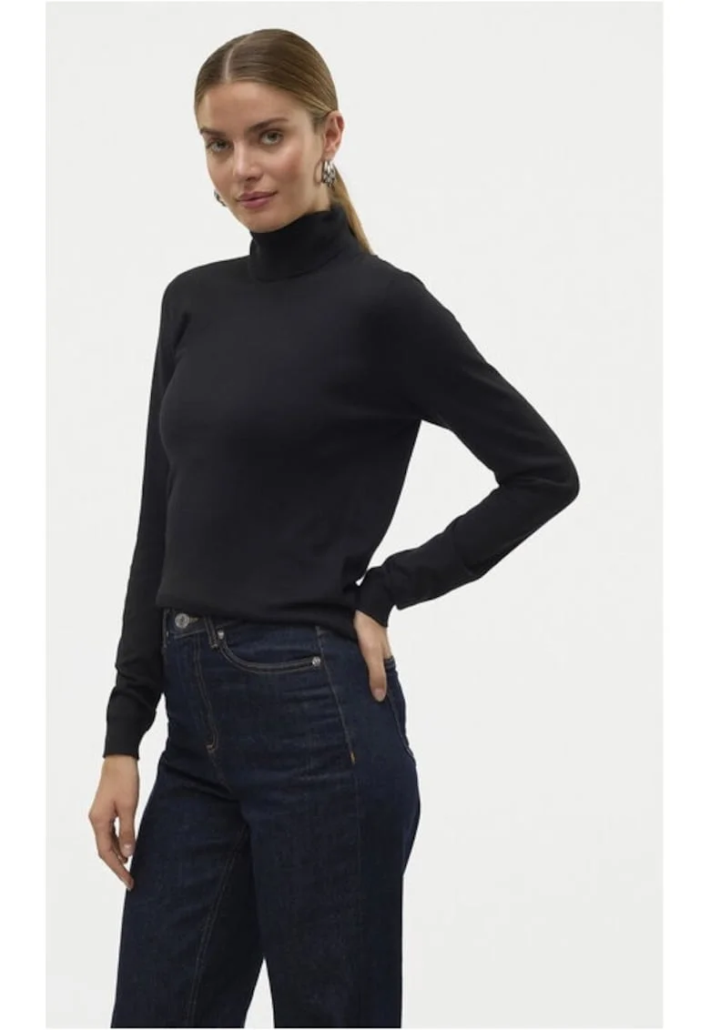 Bluza cu gat Iris 10320450 Negru Slim Fit, Viscoza