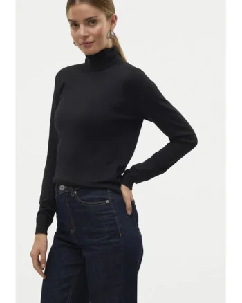 Bluza cu gat Iris 10320450 Negru Slim Fit, Viscoza
