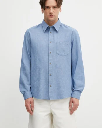 A.P.C. cămașă bărbătească cu bumbac și in