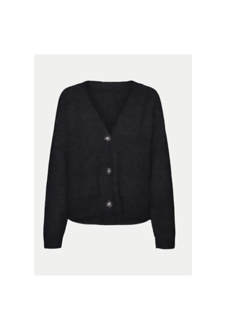Cardigan dama,  304511066, Poliester reciclat/Poliester, Negru, Negru