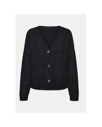 Cardigan dama,  304511066, Poliester reciclat/Poliester, Negru, Negru