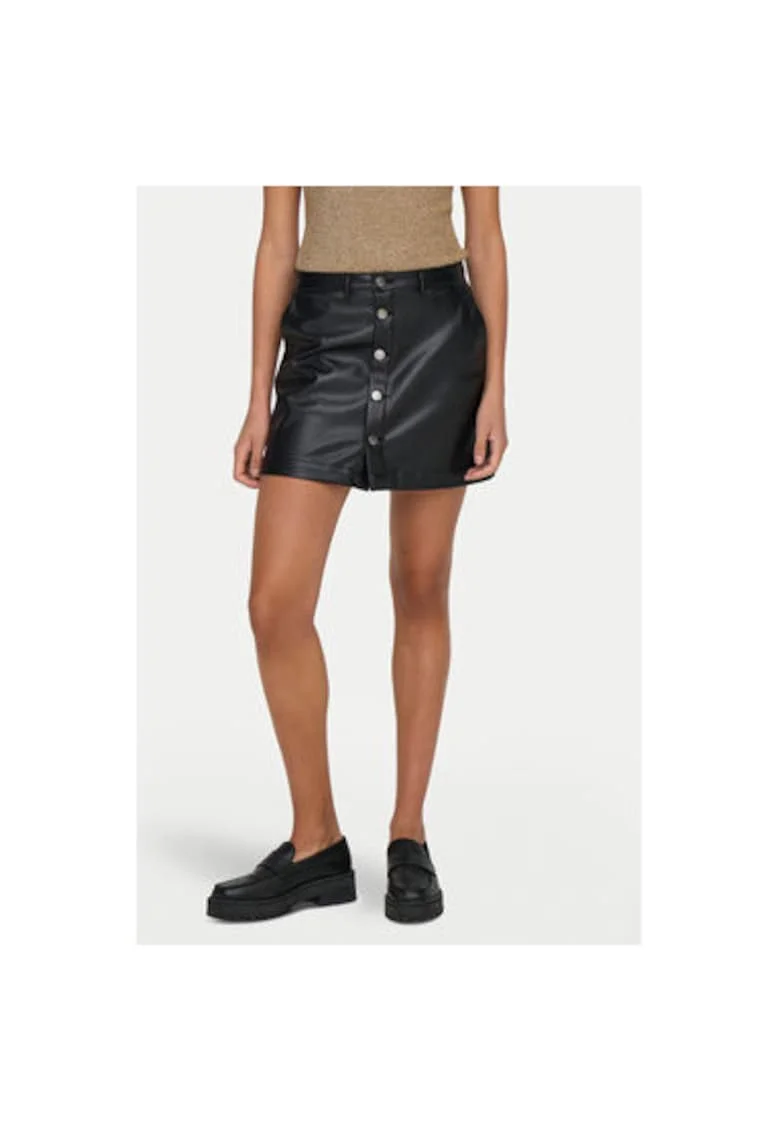 Fusta dama,  304518638, Piele ecologica, Negru, Negru