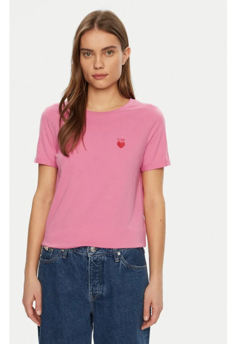 Tricou dama,  304913204, Bumbac, Roz, Roz