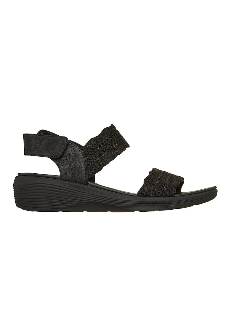 Sandale cu talpa wedge si velcro Arya, Negru