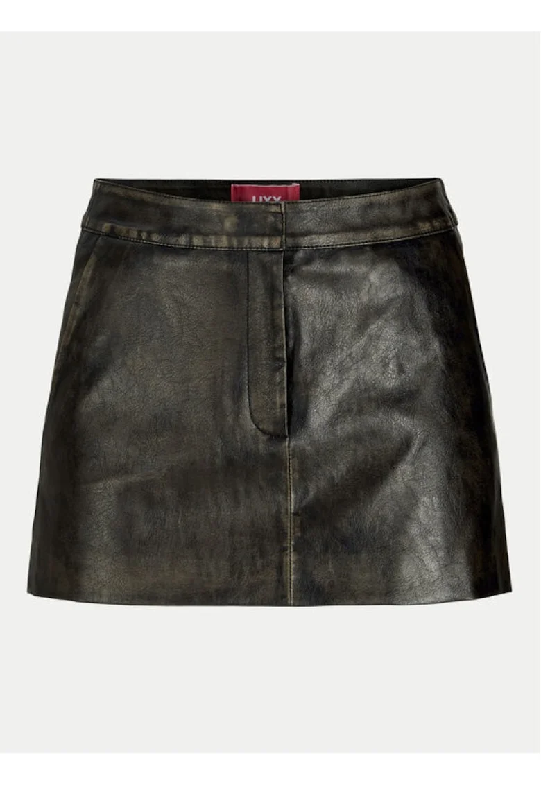 Fusta dama,  305291769, Piele ecologica, Negru, Negru