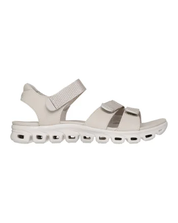 Sandale cu benzi velcro si brant din spuma de memorie Glide Step, Gri deschis